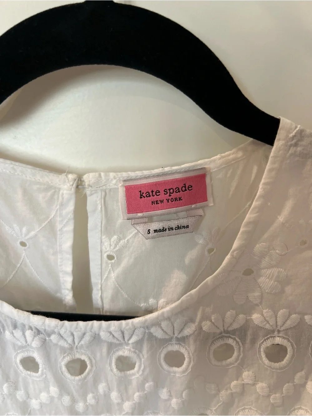 Kate Spade White Eyelet Ruffle Sleeve Women's Top